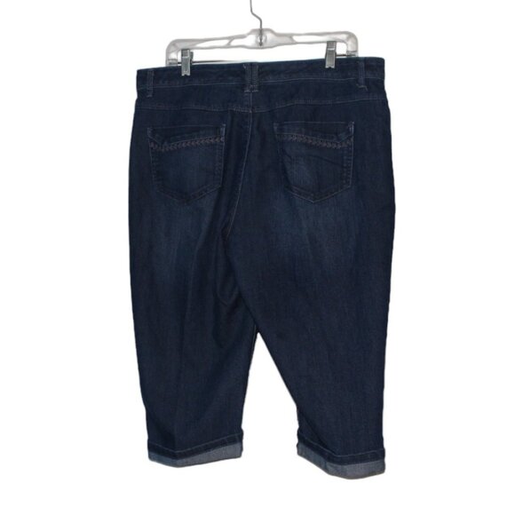 Gloria Vanderbilt Skimmer Jeans Womens 14 Blue Denim Capri Cuffed Dark Wash - Picture 7 of 11
